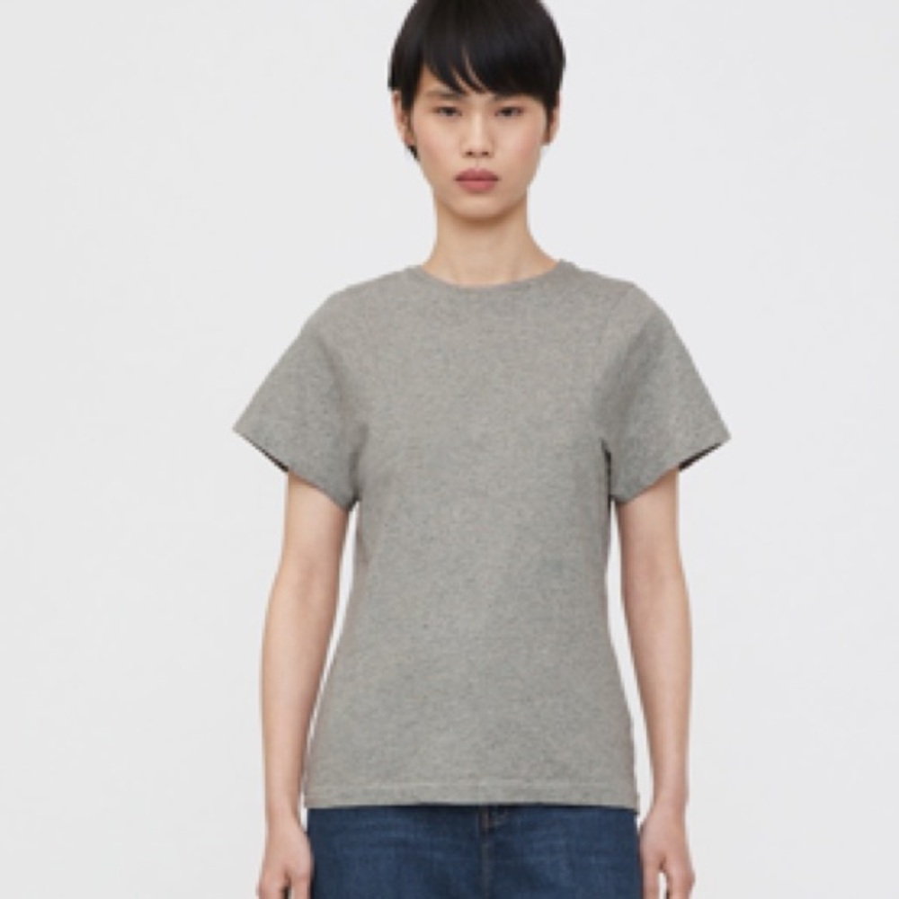 TOTEME Curved Seam Tee Shirt Heather Gray Large NEW
